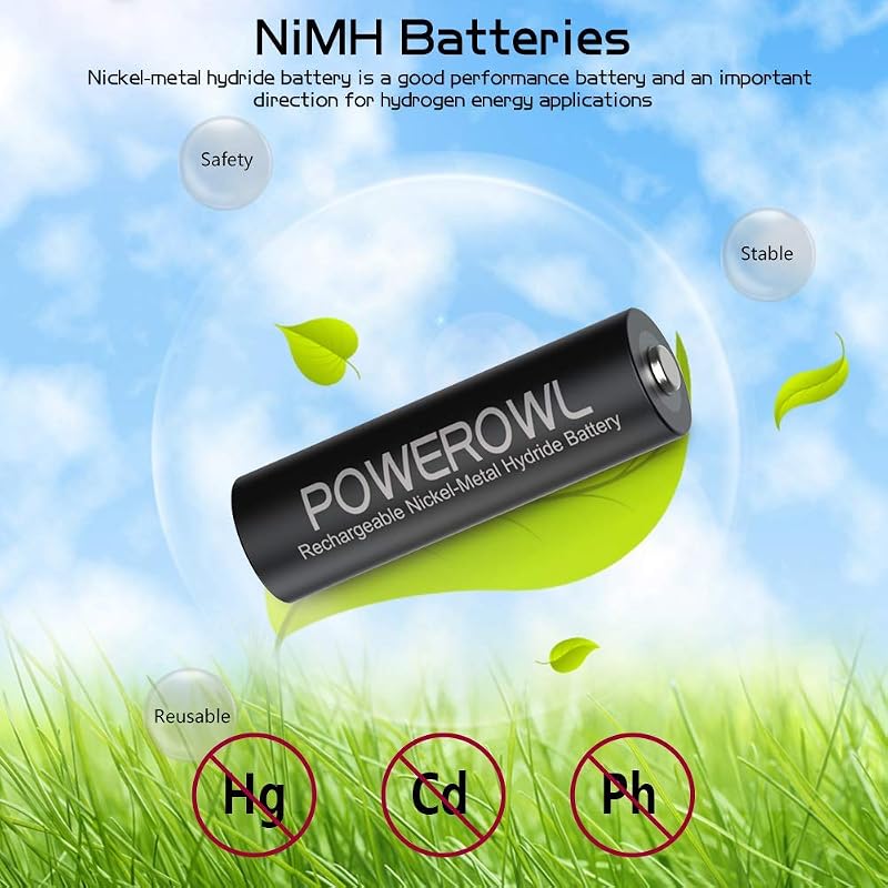 POWEROWL AAA Újratölthető Elemek 1000 mAh - 8 db Ni-MH Akkumulátor Távirányítókhoz, Játékokhoz, Lámpákhoz és Digitális Eszközökhöz
