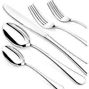 Silverware Set for 6, 30 Piece Heavy Duty Stainless Steel Flatware Utensils Cutlery Set Including Steak Knife Fork and Spoon, Dishwasher Safe, Gift Package for Wedding Housewarming