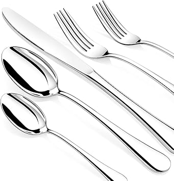 60 Piece Silverware Set for 12, Premium Stainless Steel Flatware Set, Eating Utensil Sets with Steak knives, Cutlery Tableware Service Include Fork Knife Spoon Set, Mirror Polished