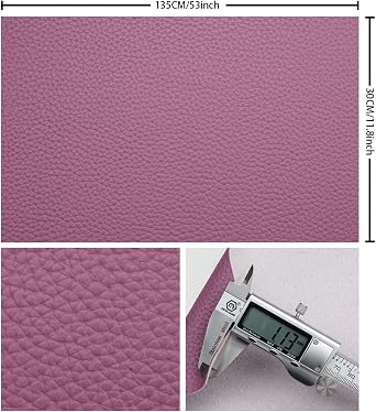Lilac Litchi Texture PU Fabric Leather 11.8x53.14 Inch(30x135 CM) 1.13mm Thick Faux Synthetic Leather Material for Upholstery Crafts, DIY Sewings, Sofa, Handbag, Earrings, Hair Bows Decorations