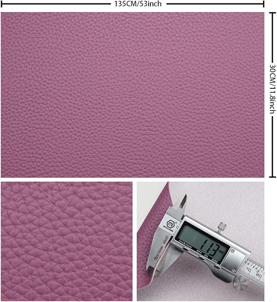 Lilac Litchi Texture PU Fabric Leather 11.8x53.14 Inch(30x135 CM) 1.13mm Thick Faux Synthetic Leather Material for Upholstery Crafts, DIY Sewings, Sofa, Handbag, Earrings, Hair Bows Decorations