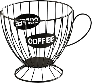 Coffee Pod Holder Basket Metal Wire Large Capacity Rustic Modern | Container Coffee Pod Cup Storage for Home Kitchen Cafe Tea Room Study Station
