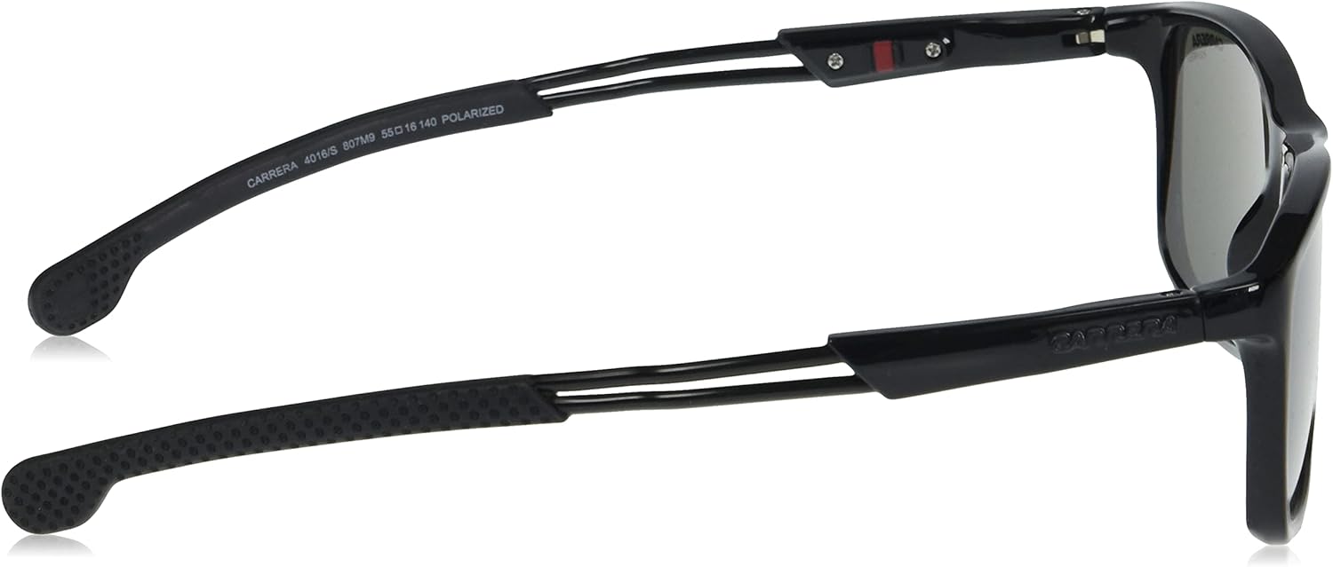 Carrera Men's 4016/S Rectangular Sunglasses, Black/Polarized Gray, 55mm, 16mm