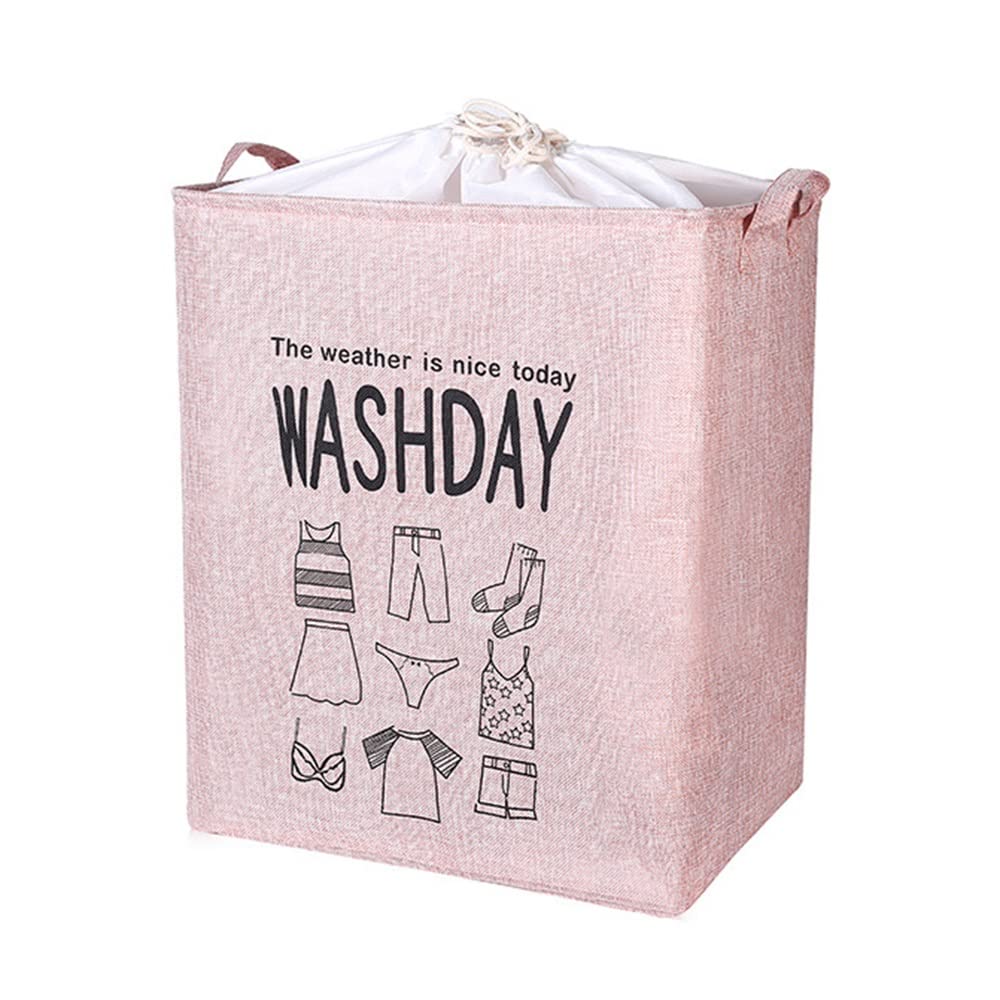 ETRGFTHU Clothes Storage Bag Household Large Capacity Dirty Clothes Basket Beam Mouth Dustproof Design Wardrobe Sundries Storage Strong and Sturdy(Pink)