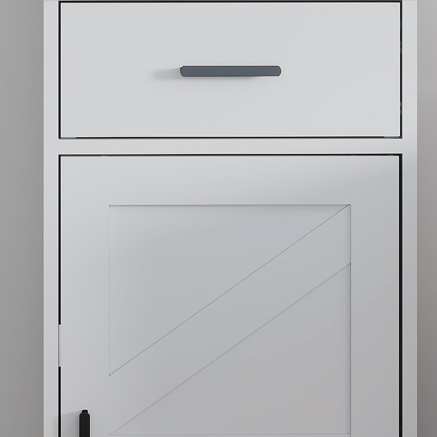 2 Door 1 Drawer Tall Storage Cabinet, Modern Farmhouse Bathroom Storage Cabinet with Adjustable Shelves, Kitchen Pantry Storage for Living Room, Kitchen and Hallway (White)
