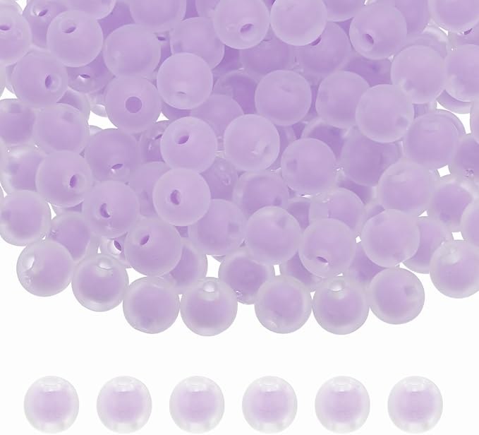 uxcell 200 Pcs Acrylic Beads, 2mm Loose Craft Bead Charm Assorted Cute Bead for Bracelets for Jewelry Making Bracelet Necklace DIY Crafts Decoration, Frosted Purple