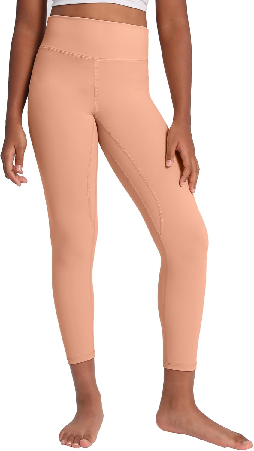 MCEDAR Girls Leggings Athletic Pants High Waisted Soft Yoga Pants Kids Workout Dance Tights Pants Coral Gray Medium Slim