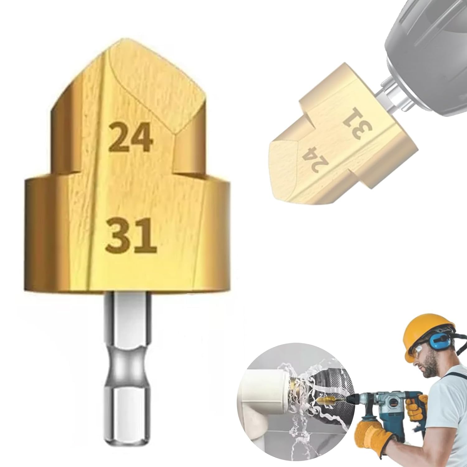 Heavy Duty Pipe Reaming Drill Bits, Conduit Reamer Drill Bit, Water Pipe Drill, Power Conduit Reamer, Hexagon Shank Tube Expander for Power Tools, PVC Pipe Reamer (0.95 In)