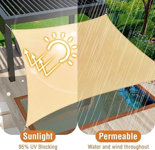 GGEROU Sun Shade Sail Canopy Rectangular Curved Canopy, 95% UV Block,Permeable 185GSM Sail Shade Cover for Patio, Garden, Pergola, Backyard, Outdoor Facility & Activities (4m x 5m)