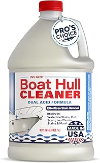 [1 Galllon] Instant Boat Hull Cleaner - Made in USA - Powerful Dual Acid Formula Easily Removes Scum Lines, Rust Stains, Hard Waterlines, & More from Fiberglass, Gelcoat & Painted Boat Surfaces