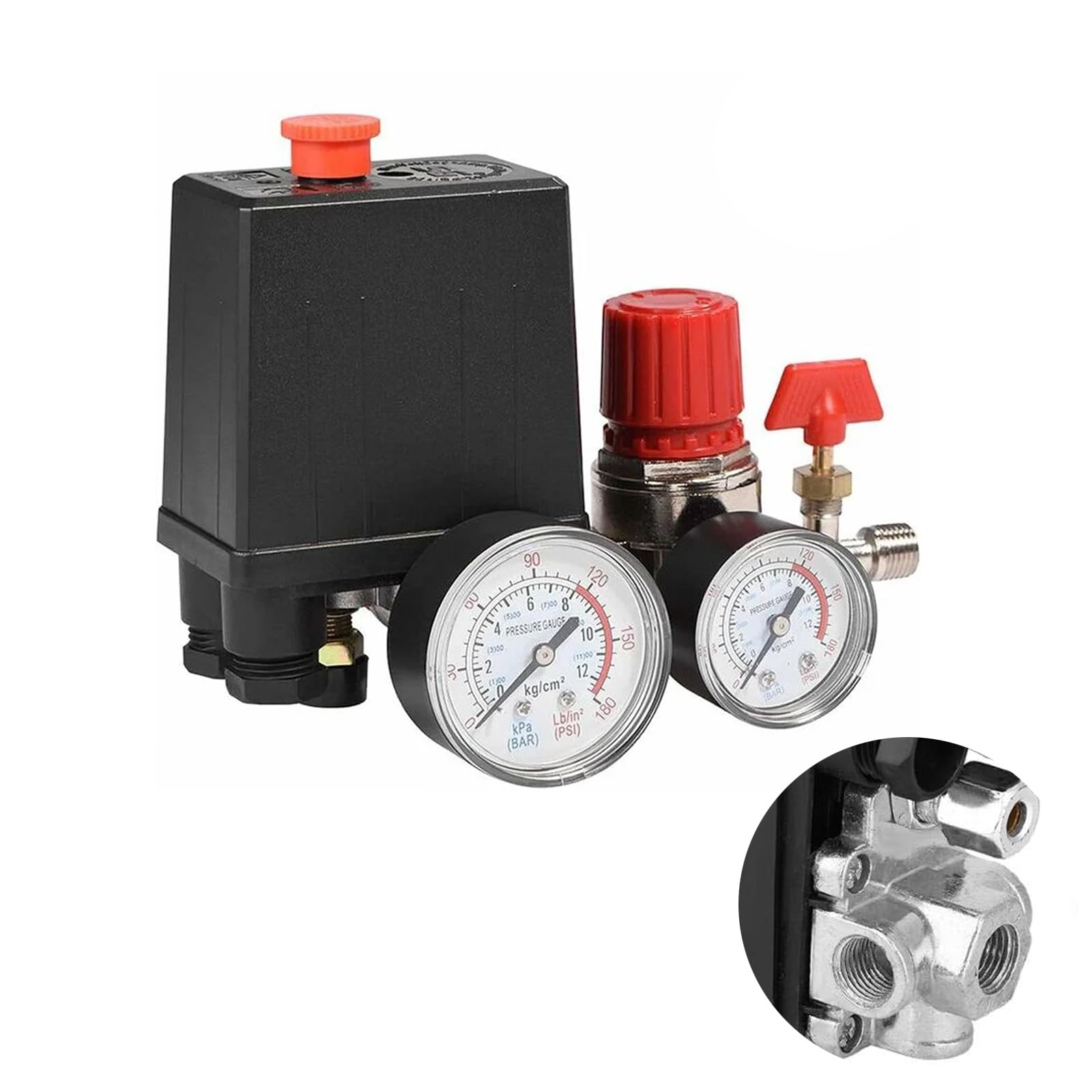 Compresseur d'air pressostat valve pressostat compresseur d'air avec manomètre régulateur,Pressostat Compresseur d'air