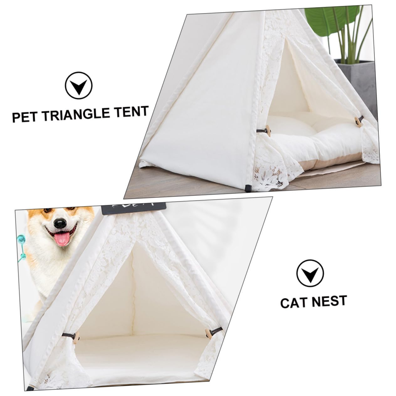 Tienda de Campaña para Mascotas Desmontable y Lavable con Rascador de Cama y Colchón Cálido para Gatos y Perros Pequeños