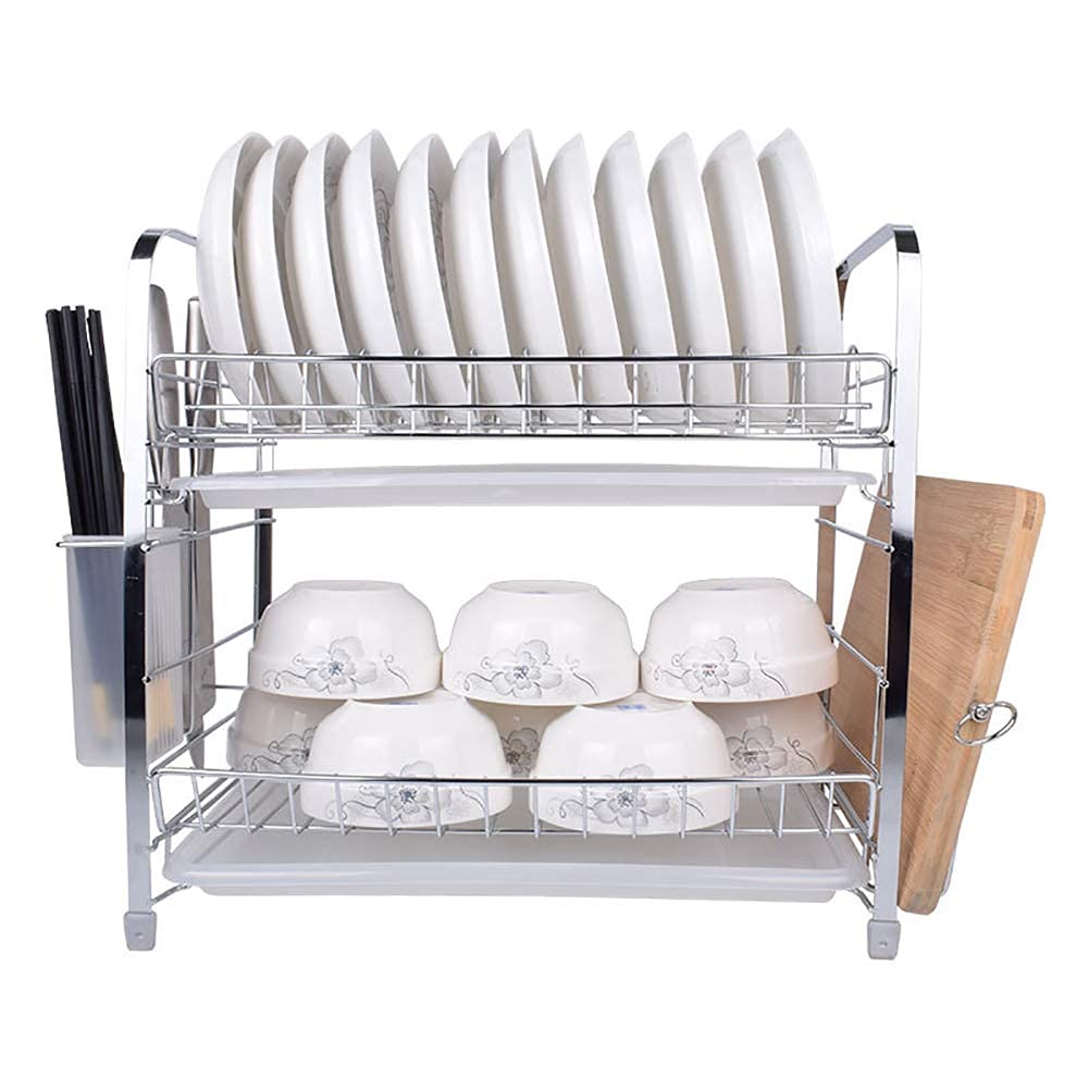 Escurridor de Platos de 2 Niveles, Organizador sobre Fregadero, escurridor de Platos de Cocina, Estante de Almacenamiento Multifuncional con escurridor para Soporte de Platos de re