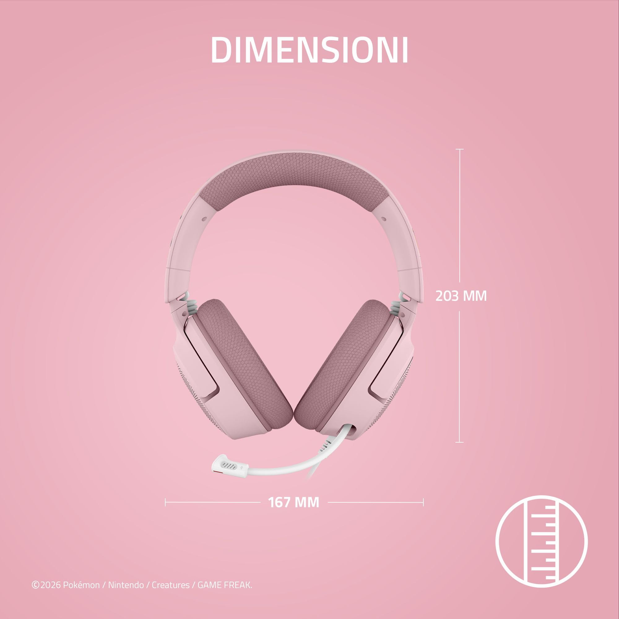 Razer Kraken V4 X Pokémon Pikachu & Eevee - Cuffie da gioco con cavo USB - Driver TriForce da 40 mm - Microfono cardioide retrattile - Audio surround - Chroma RGB