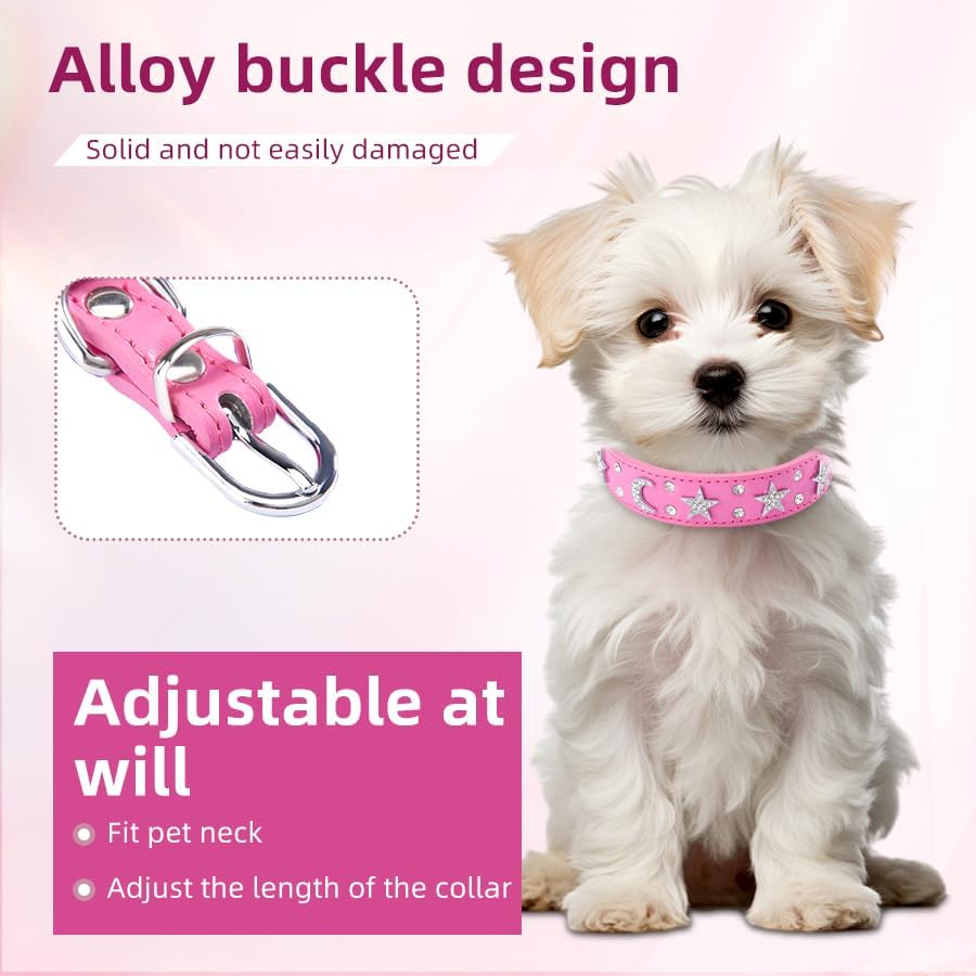 Serijoars Bling Rhinestone Dog Collar for Small Dogs, Black Crystal Sparkle Diamond Puppy Collar Girl Female Pet, XS S M Size image 3