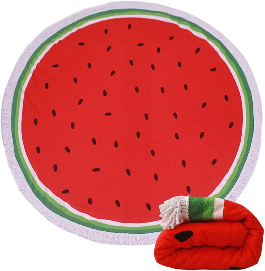 Tamengi Watermelon Round Beach Towel Roundie Gigantic Fruit Beach Blanket Melon Terry Circle Towel