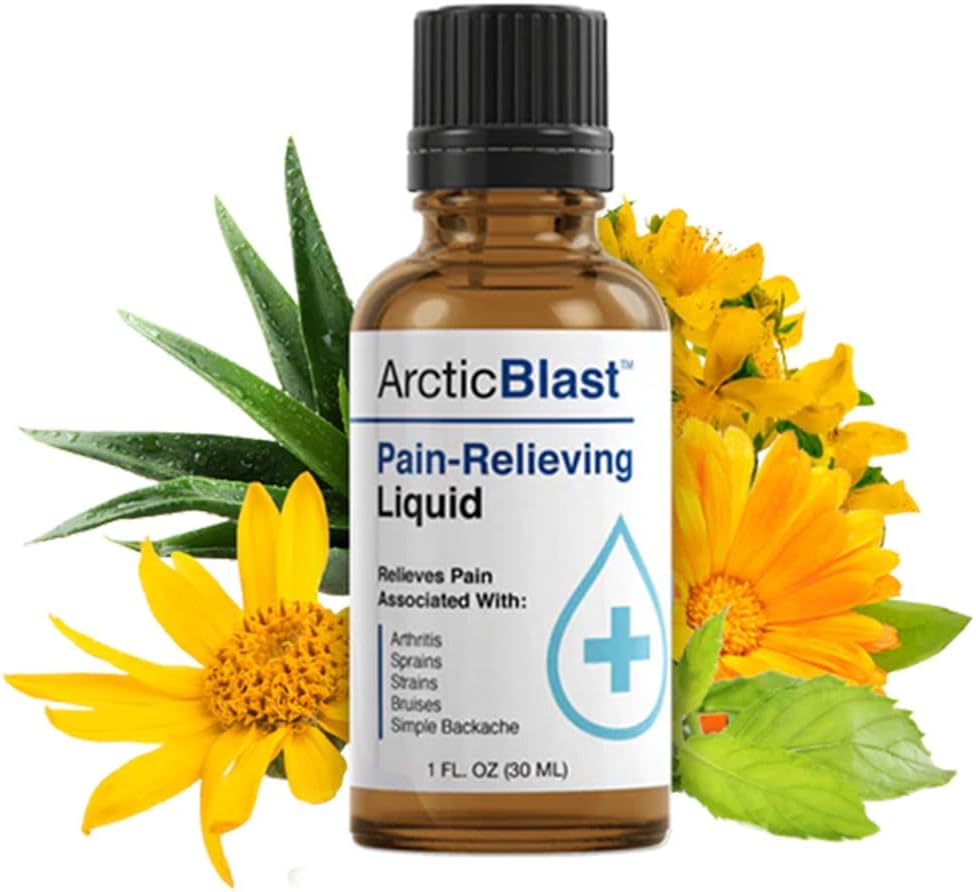 Arctic Blast Pain Relieving Liquid - Topical Pain Relief Rub - Contains DMSO, Menthol, Camphor - Cooling Pain Drops for Back Ache, Muscle Cramps, Joint Pains, Sprain - Made in the USA - 1 fl oz