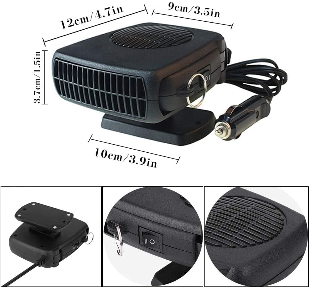 Leaflai Chauffage de voiture portable 12 V Ventilateur dégivreur de fenêtres Chauffage de voiture qui se branche sur l'allume-cigare de voiture pour chariot de golf