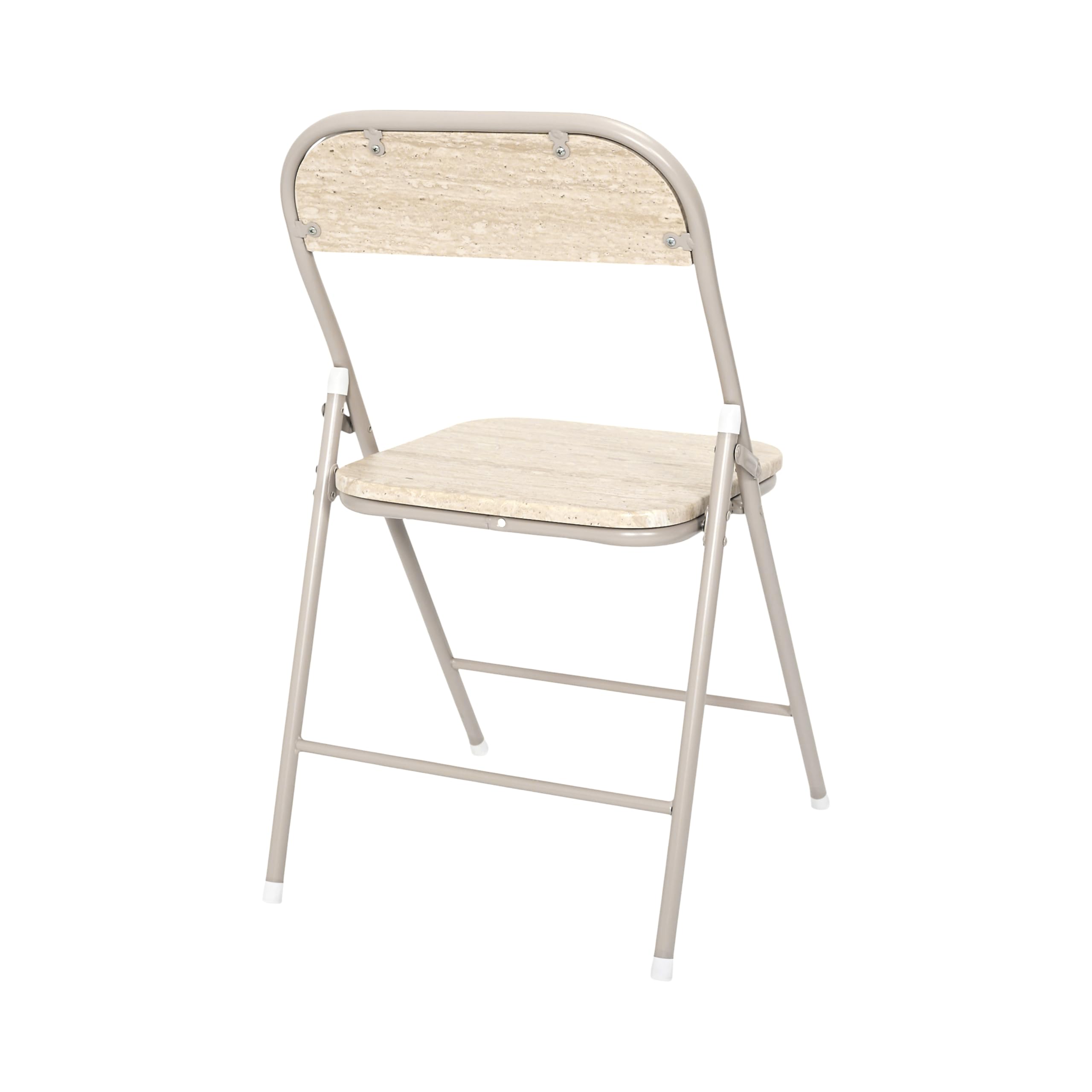 HOME DECO FACTORY - HD7753 - Chaise Pliante Terra Nova - Structure en Métal Clair - Assise et Dossier en Bois - Design Moderne et Compact - Idéale pour Salon - Salle à Manger ou Bureau - Beige