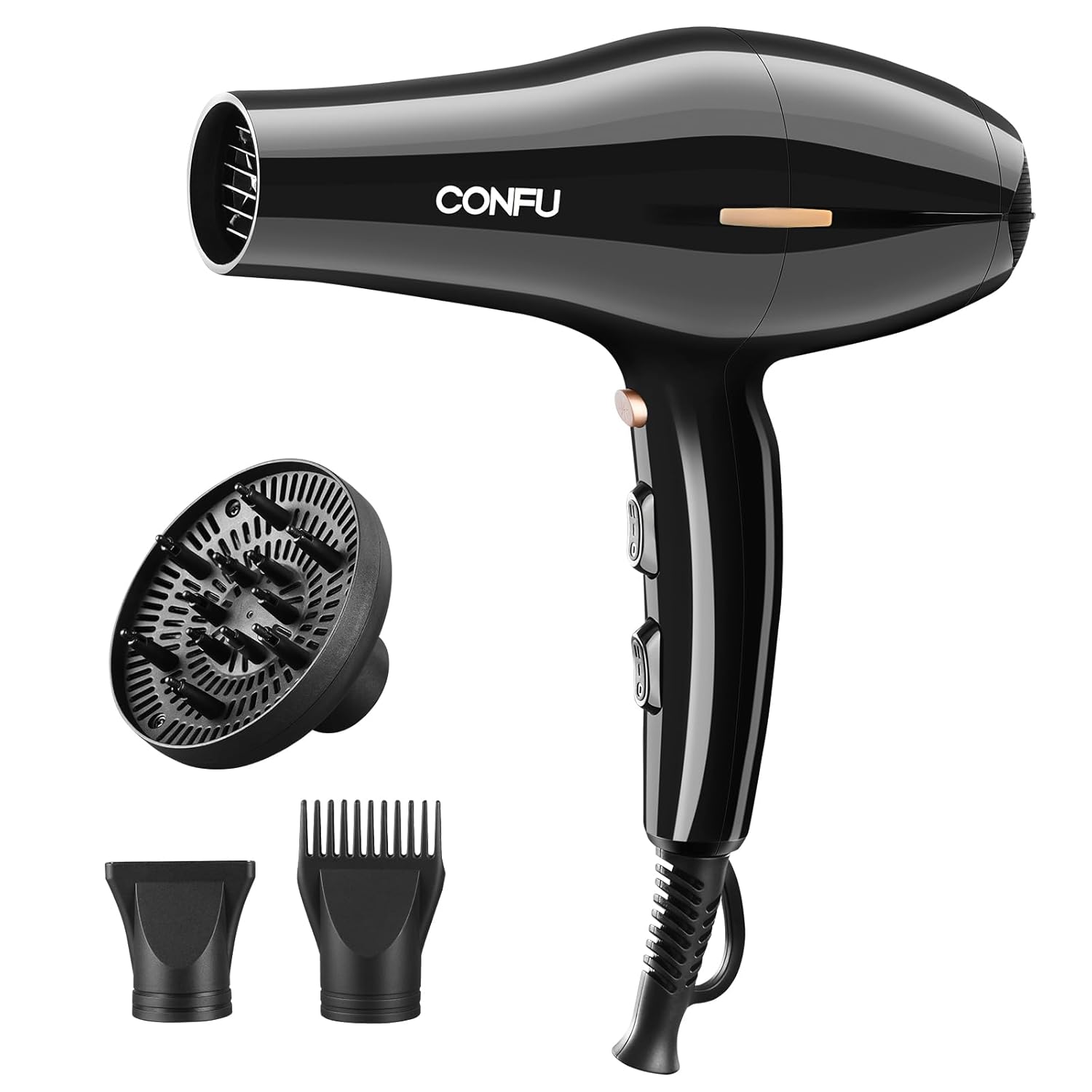 CONFU Hair Dryer Professional Ionic Salon Blow Dryer with Diffuser for Women and Men 5X Fast Drying Powerful