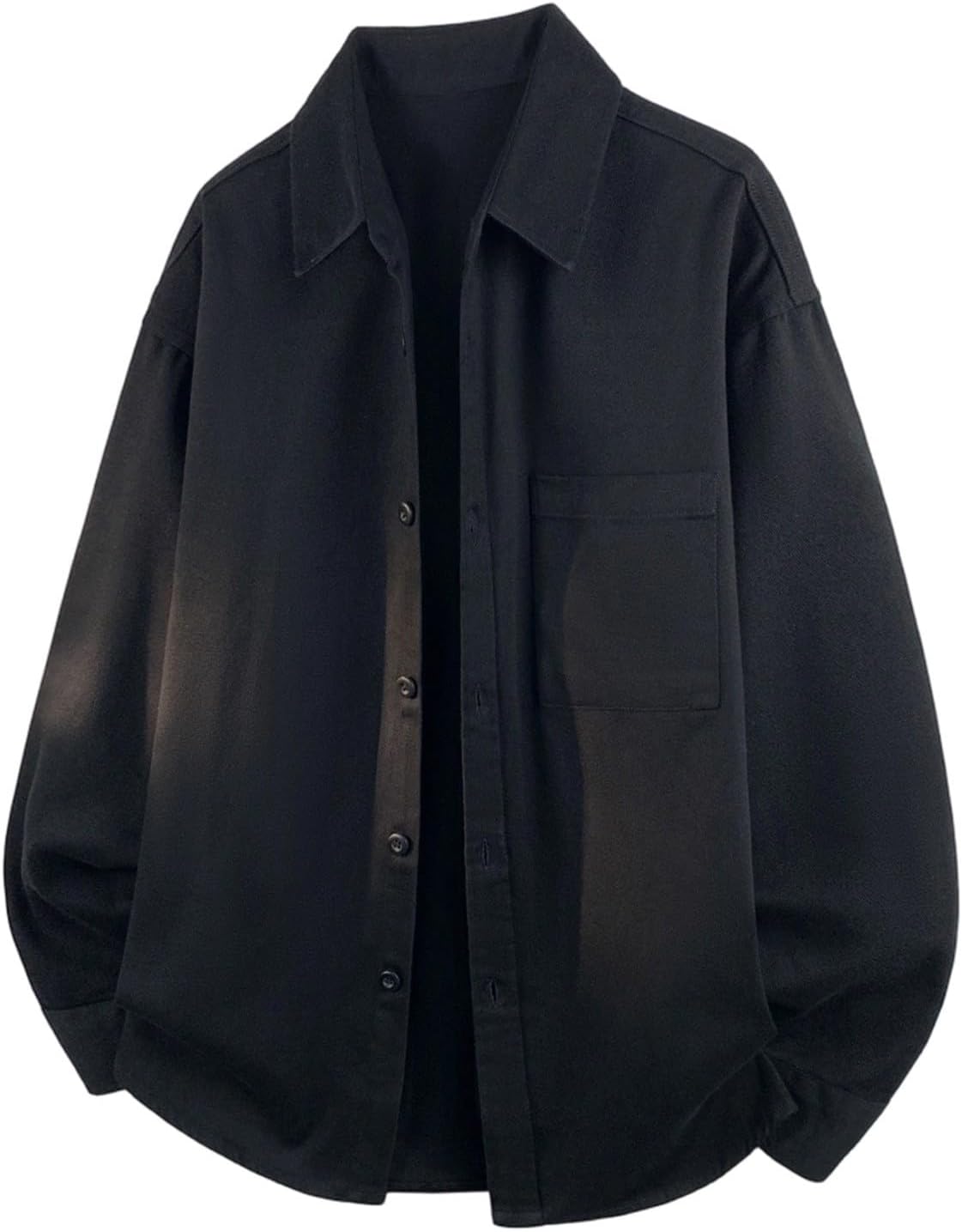 Men Washed Cotton Button Down Shirt Collar Loose Casual Work Shirts