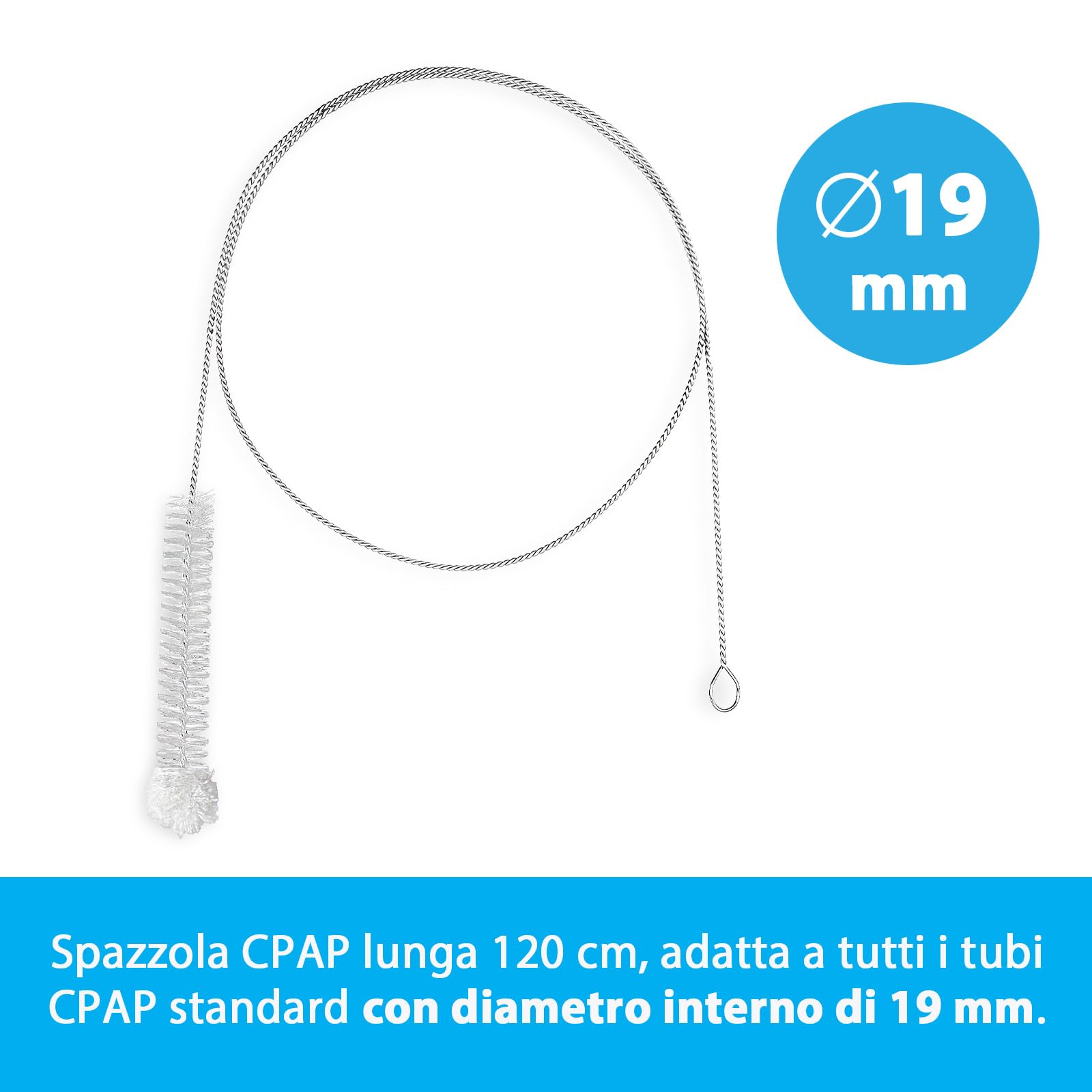 Pacchetto di pulizia CPAP – 3 x detergente CPAP SomnoSept 400 ml e 1 x spazzola per tubi oxyhero CPAP da 120 cm, 19 mm – pulizia accurata della maschera CPAP e del tubo CPAP