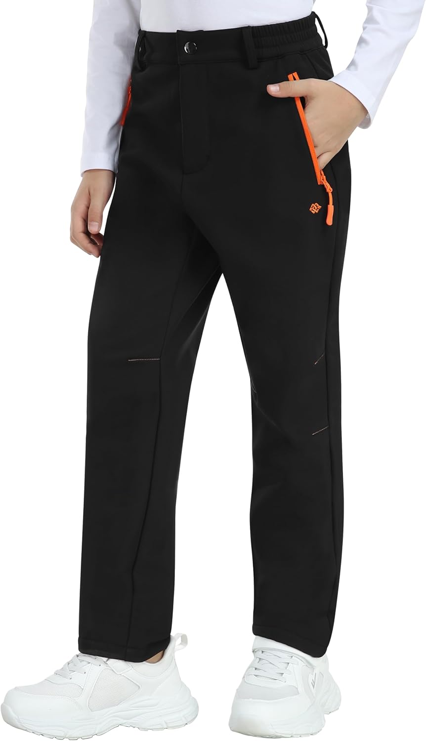 MoFiz Kids Fleece Lined Snow Ski Pants Waterproof Warm Winter Hiking Pants for Boys Girls Snowboard Pants with Zip Pockets - Image 4