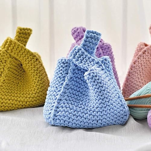 Miniatura 8 de Paquete de 2 hilos para tejer, tela de ganchillo, color sólido, bolsa de manualidades, manta, cojín para proyectos de ganchillo (beige brillante)