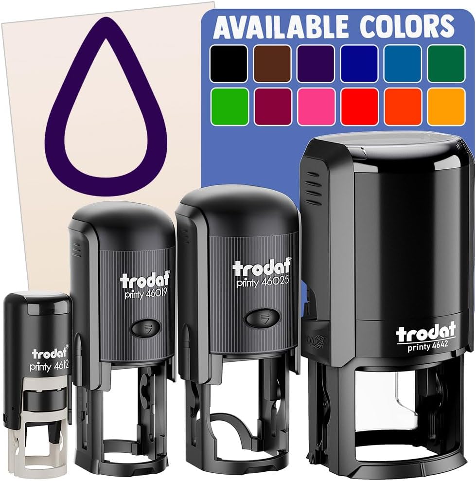 Hydrate Tracker Water Drop Outline Self-Inking Rubber Stamp Ink Stamper for Stamping Crafting Planners - 1-1/2 Inch Large - Blue Ink