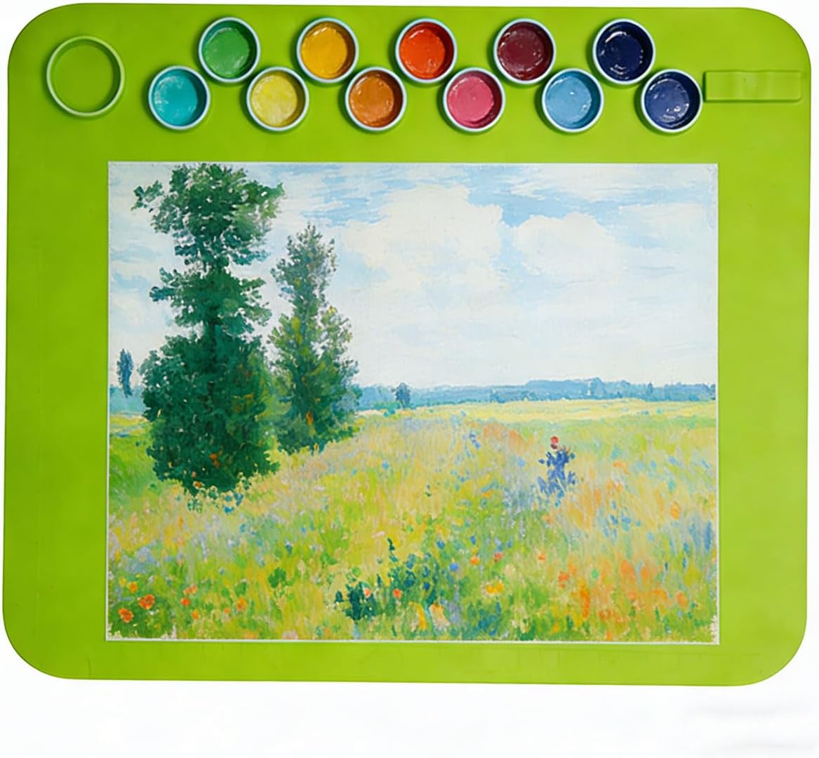 Silicone Craft Mat, 20X16 Inch Large Silicone Painting Mat, Easy Clean up, for Paint, Color, Clay DIY Creations（Green）