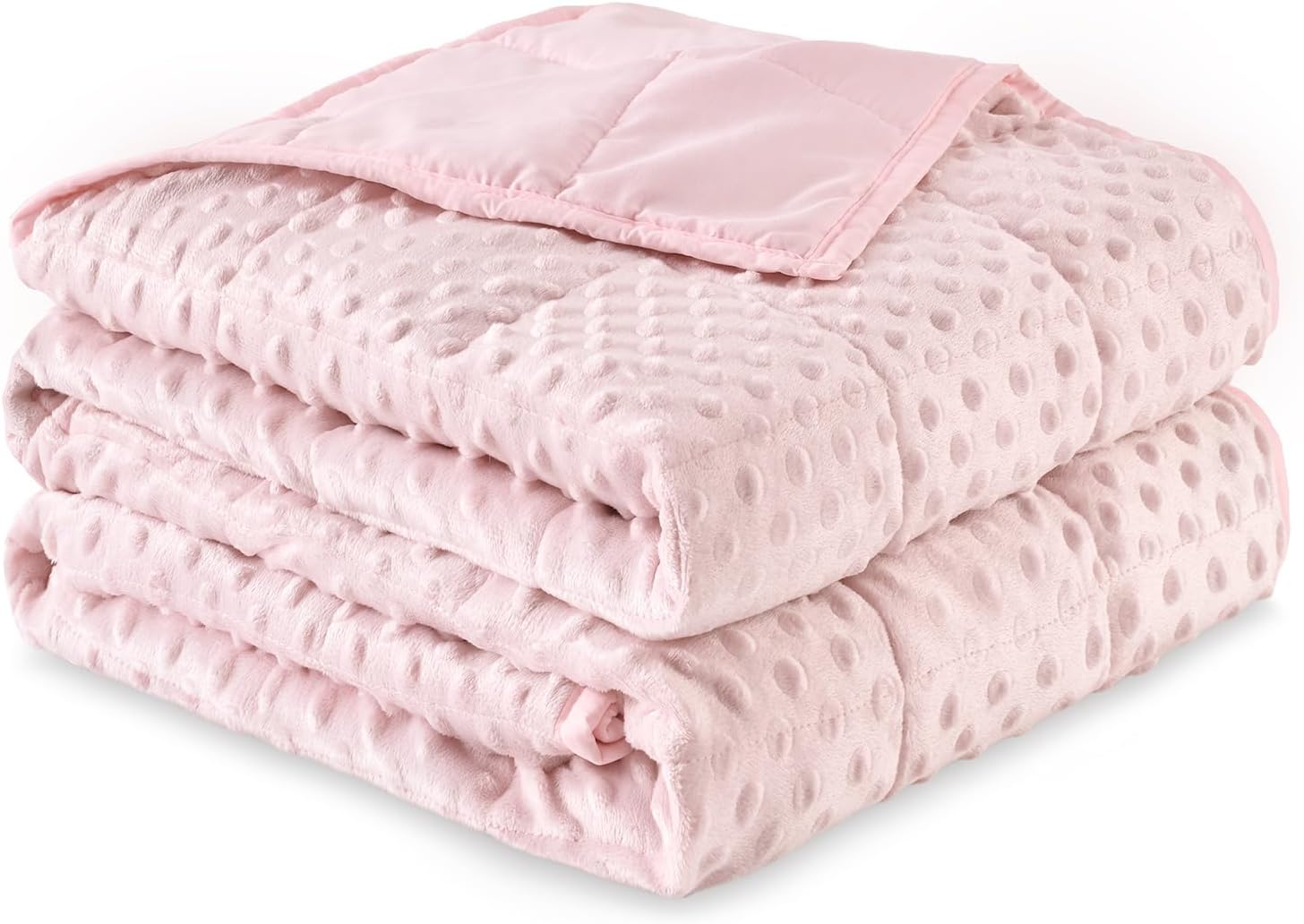 Sivio Weighted Blanket Twin 15 Pounds, Adult Weighted Blankets with Soft Minky Dots & Cozy Cooling Microfiber for Calming and Sleeping, Heavy Blanket, 48″ x 72″, Pink