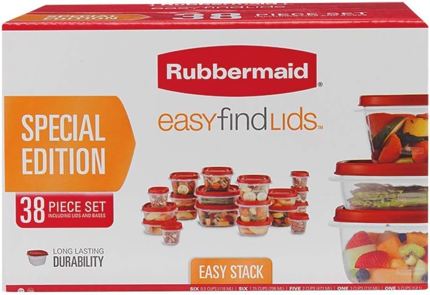 Rubbermaid 38 Piece Easy Find Lid Red Food Storage Set - Kitchen Storage