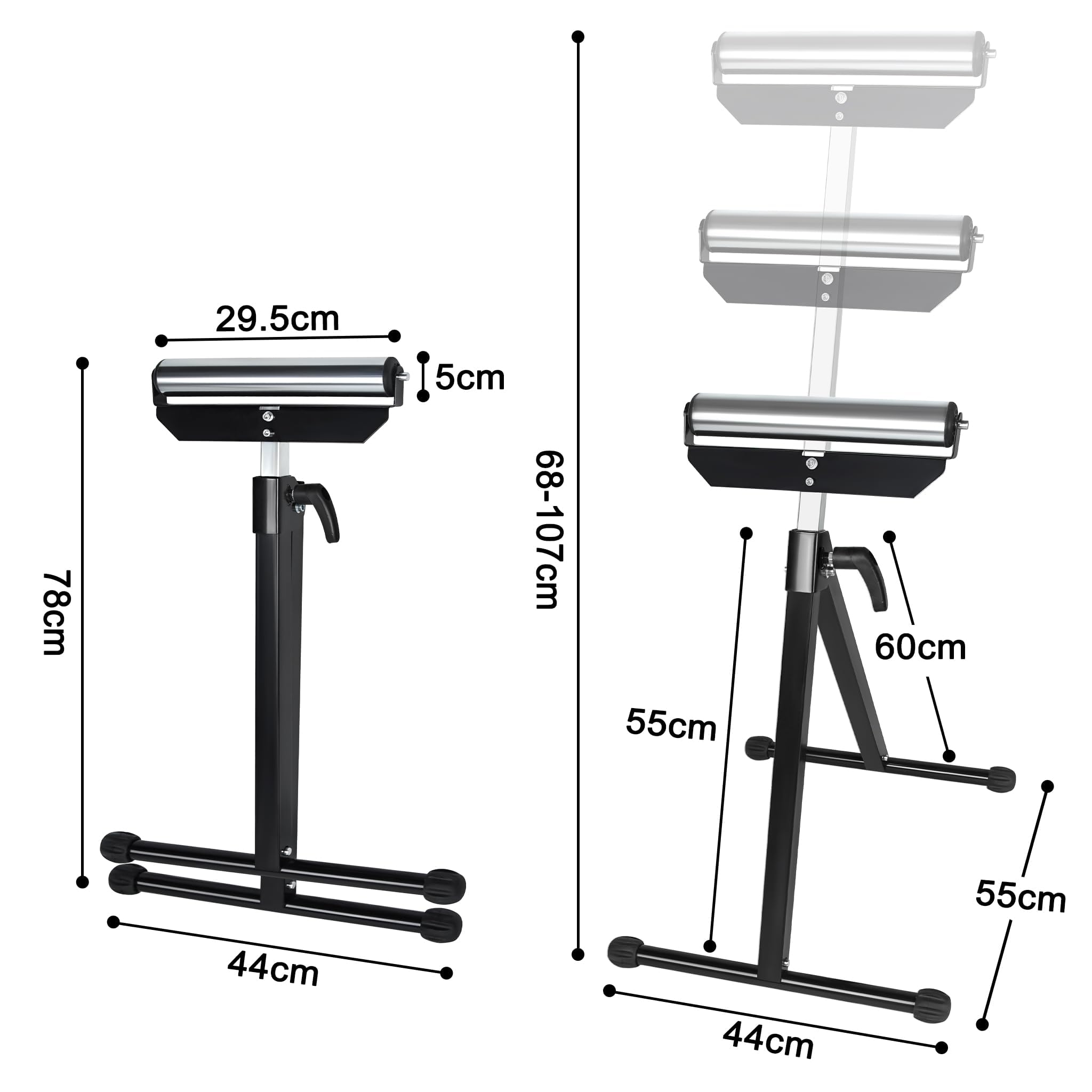 HENGMEI Lot de 2 tréteaux de travail réglables en hauteur et pliables avec pieds antidérapants 68-107 cm