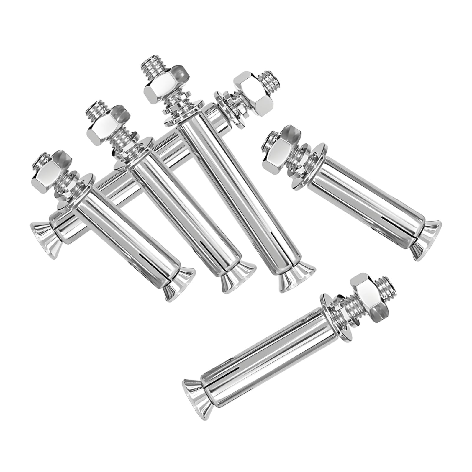 M8 X 70mm Expansion Bolts, 10Pcs 304 Stainless Steel Wedge Hex Sleeve Anchor Mechanical with Nut and Washer for Wall Concrete Fences and Doors