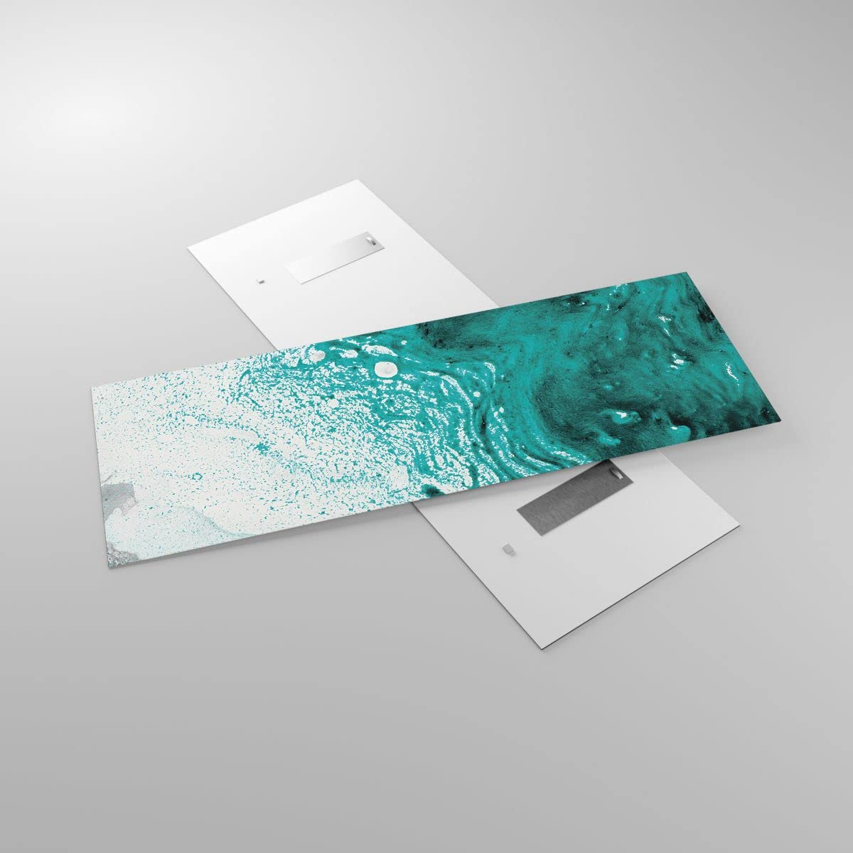 Moderne Impression Sur Verre Feuille Rose Turquoise Image Tableau