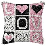 CZVEVOY Latch Hook Pillowcase Kits DIY Segment Embroidery Yarn Crochet Set for Adult Kids
