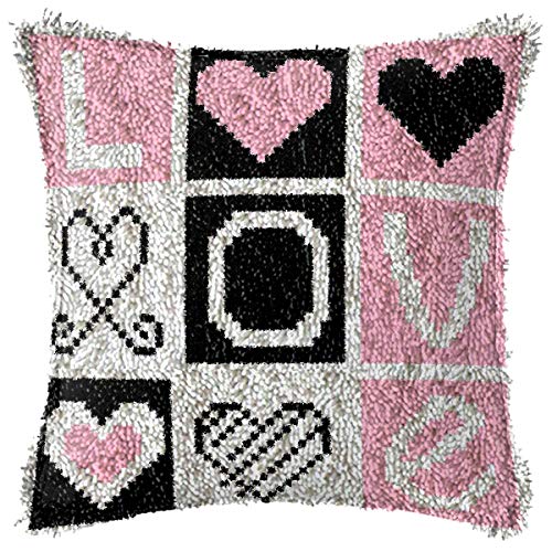 CZVEVOY Latch Hook Pillowcase Kits DIY Segment Embroidery Yarn Crochet Set For Adult Kids