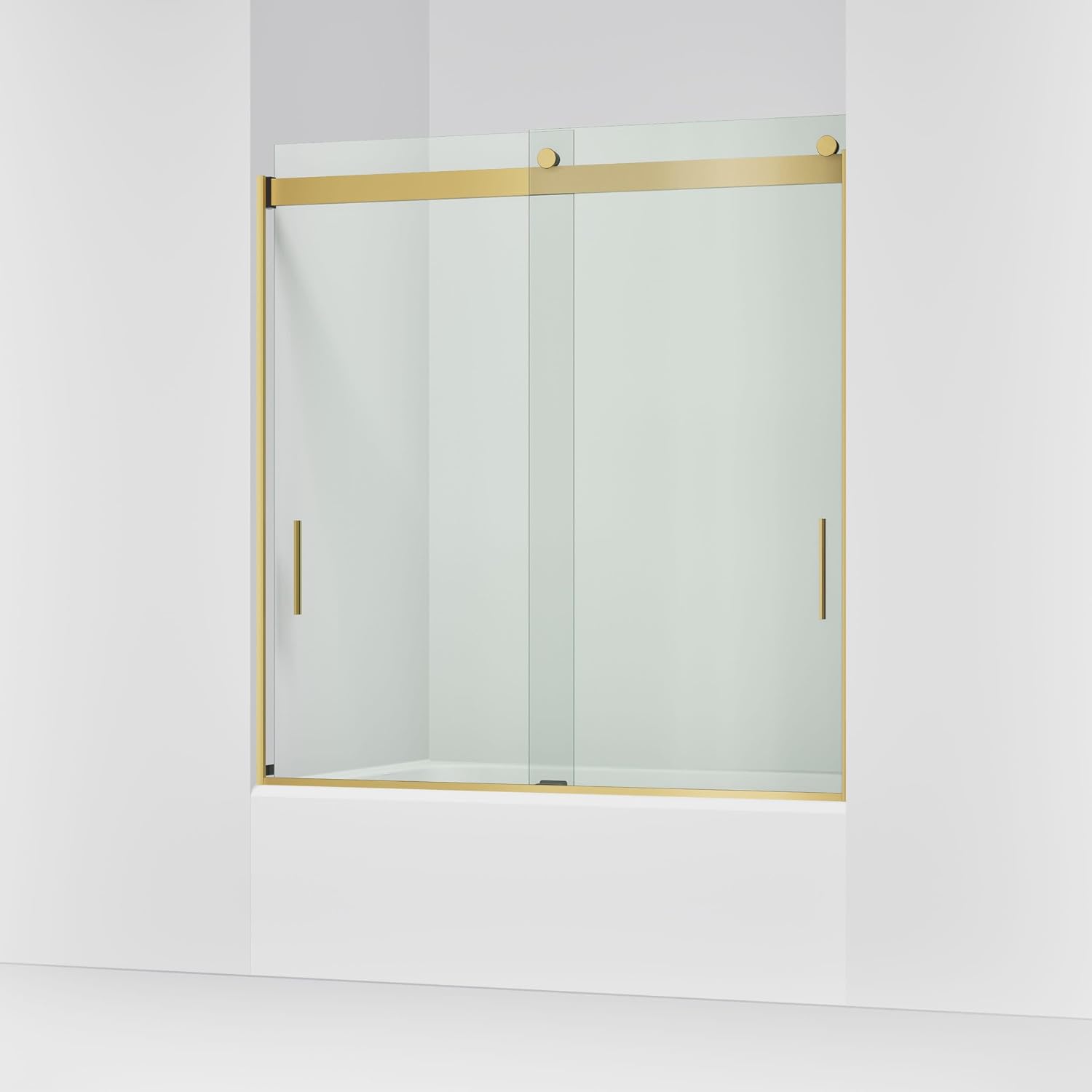 Kohler K-706000-L-MX Levity Bypass Bath Door with Handle and 1/4-Inch Crystal Clear Glass in Matte Nickel