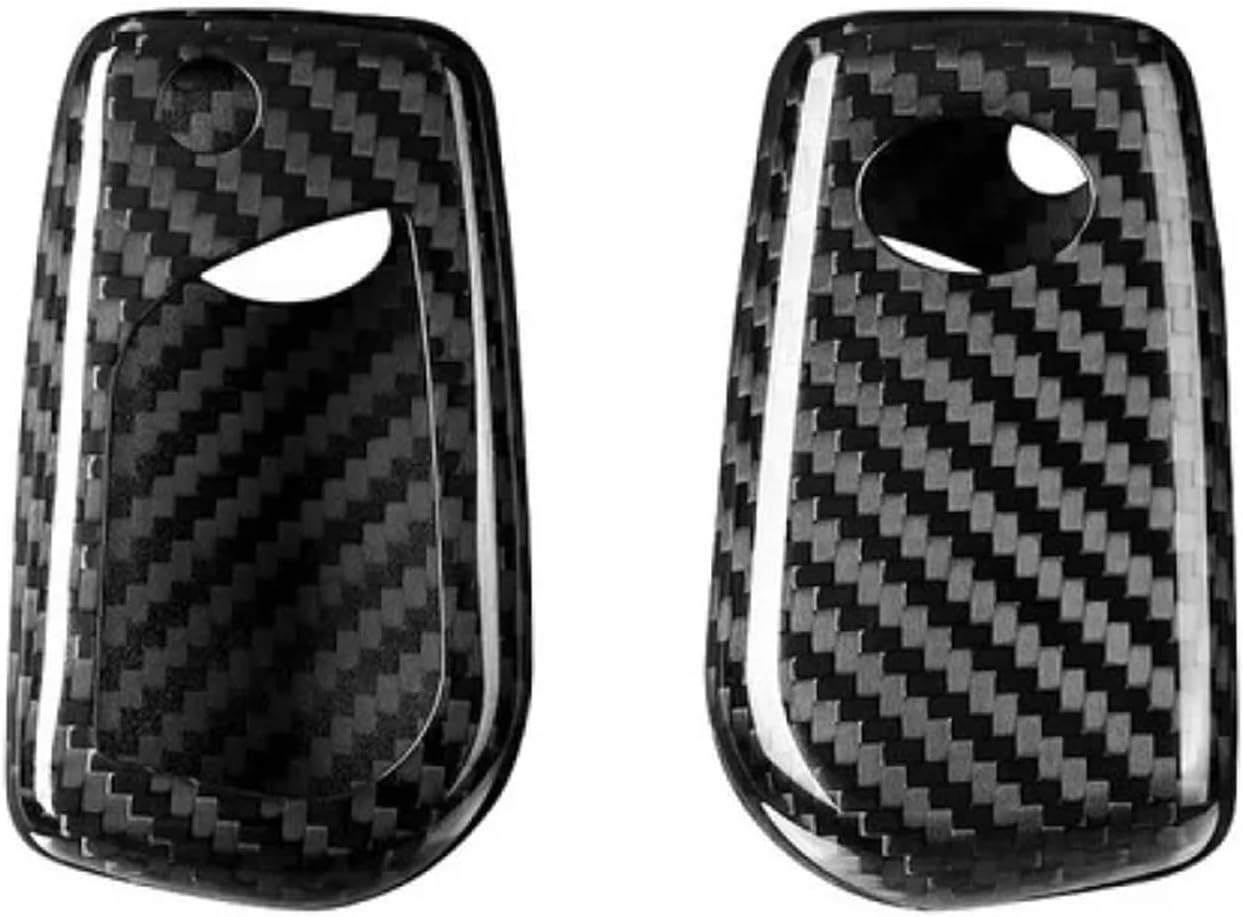 Carbon Fiber Car Smart Key Case Cover Compatible with Toyota C-HR Camry Corolla RAV4(Red Glass Fiber)