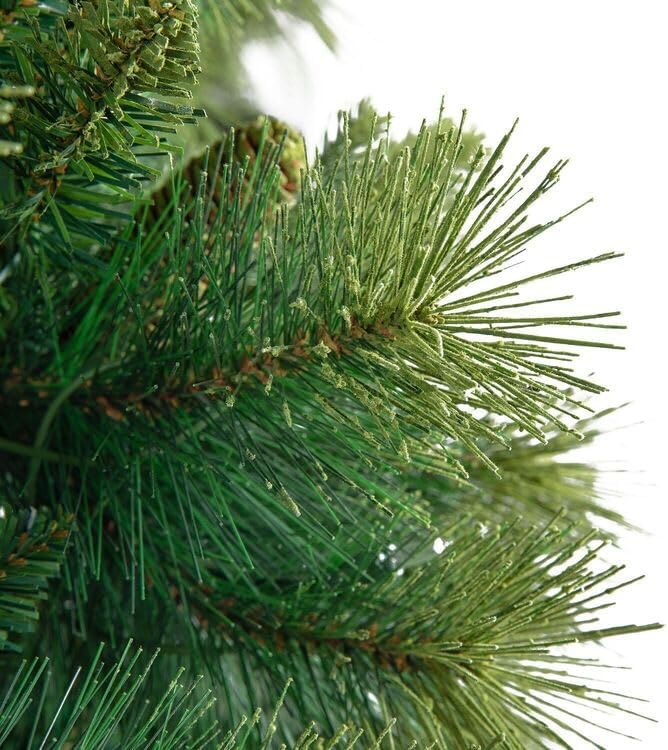 Miniatura 7 de Naomi Home Árbol de Navidad de 4.5 pies con luces, árbol de Navidad tradicional realista preiluminado con piñas, pedal de pie 561 puntas de rama,