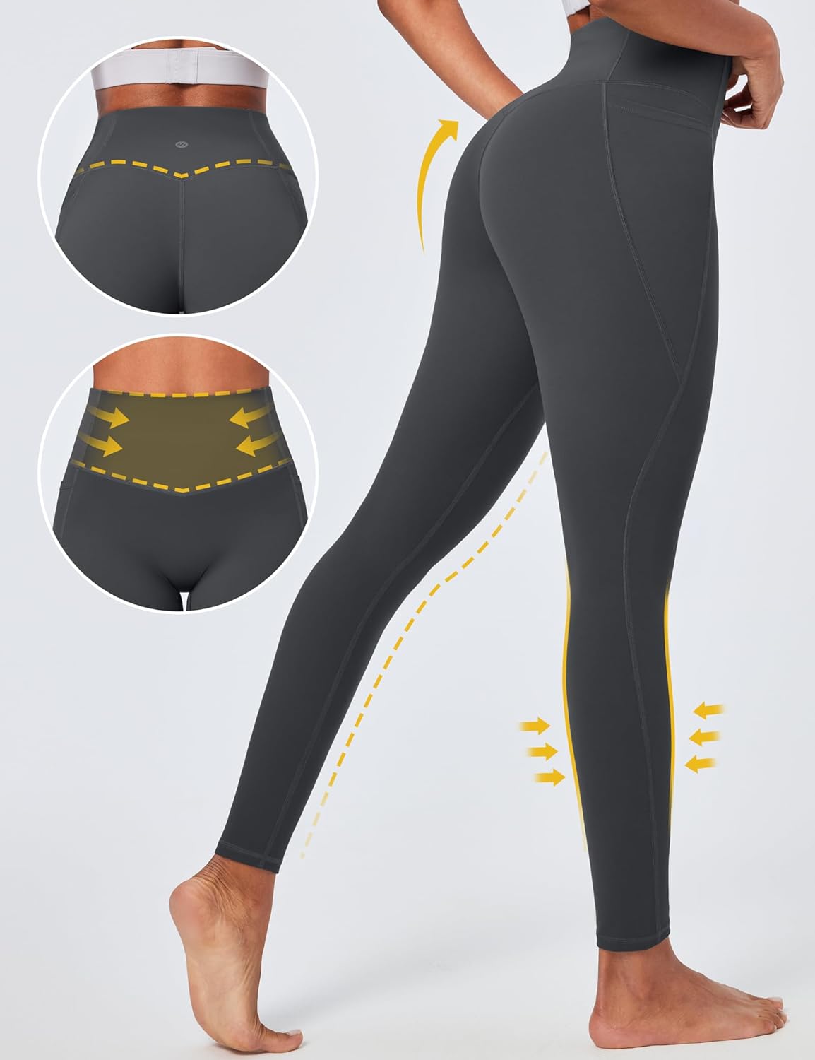 Ewedoos Compression Leggings with Pockets for Women Tummy Control Leggings No Front Seam Workout High Waisted Yoga Pants Gym - Image 5