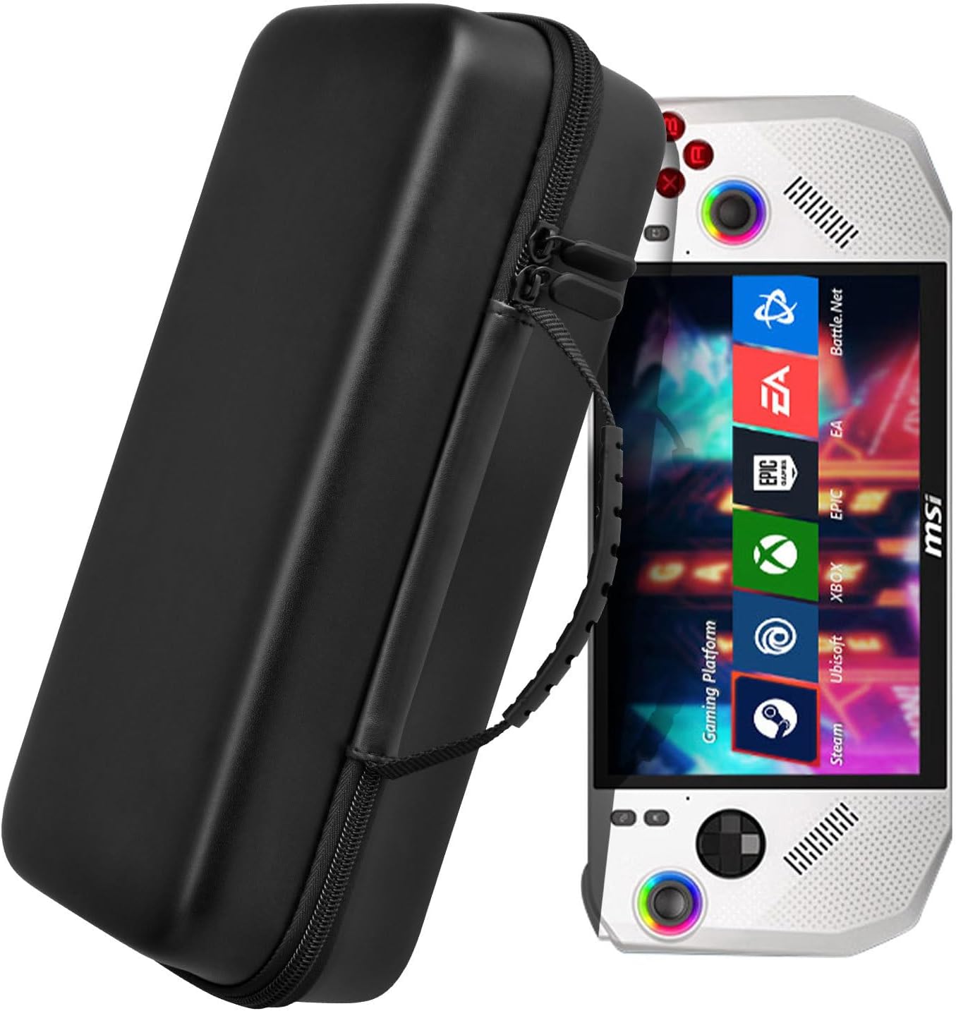 Travel Carrying Case Bag for MSI Claw 8 AI+ A2VM Polar Tempest Edition PC Gaming Handheld,EVA Standing Hard Shell Cover Accessories Pocket for MSI Claw 8 AI+ Handheld Console Power Cord