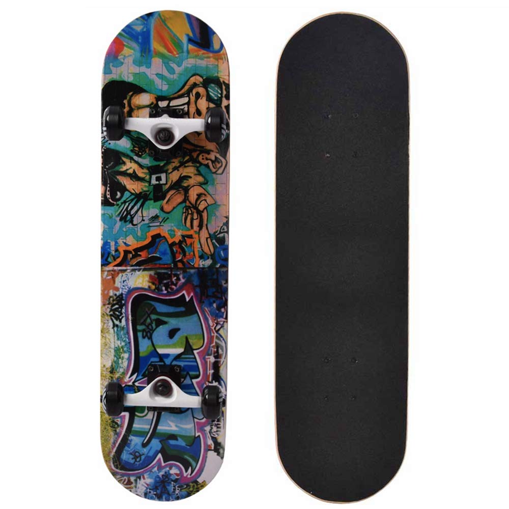 Skateboard 8 Layers Decks for Beginners & Pro, 31.5" x 8.27" Complete Standard Skate Board for Kids Adults, Maple Double Kick Deck Skateboards for Extreme Sports & Outdoors, Longboard Skate Boards'