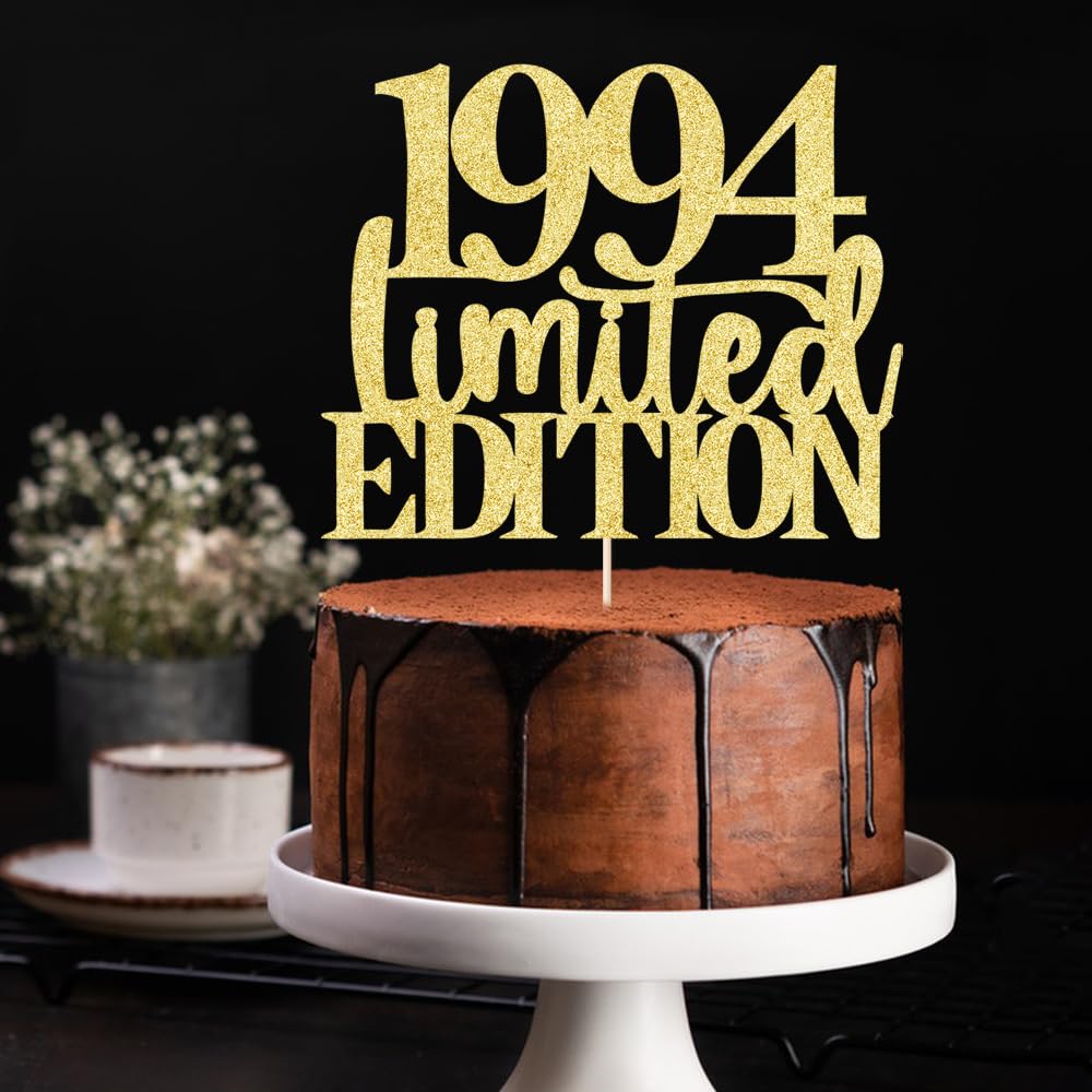 30. Geburtstag Kuchendekoration "1994" - Limited Edition, Gold-glitzernd, Handgefertigt, Mit Stäbchen, Für Kuchen Oder Cupcakes