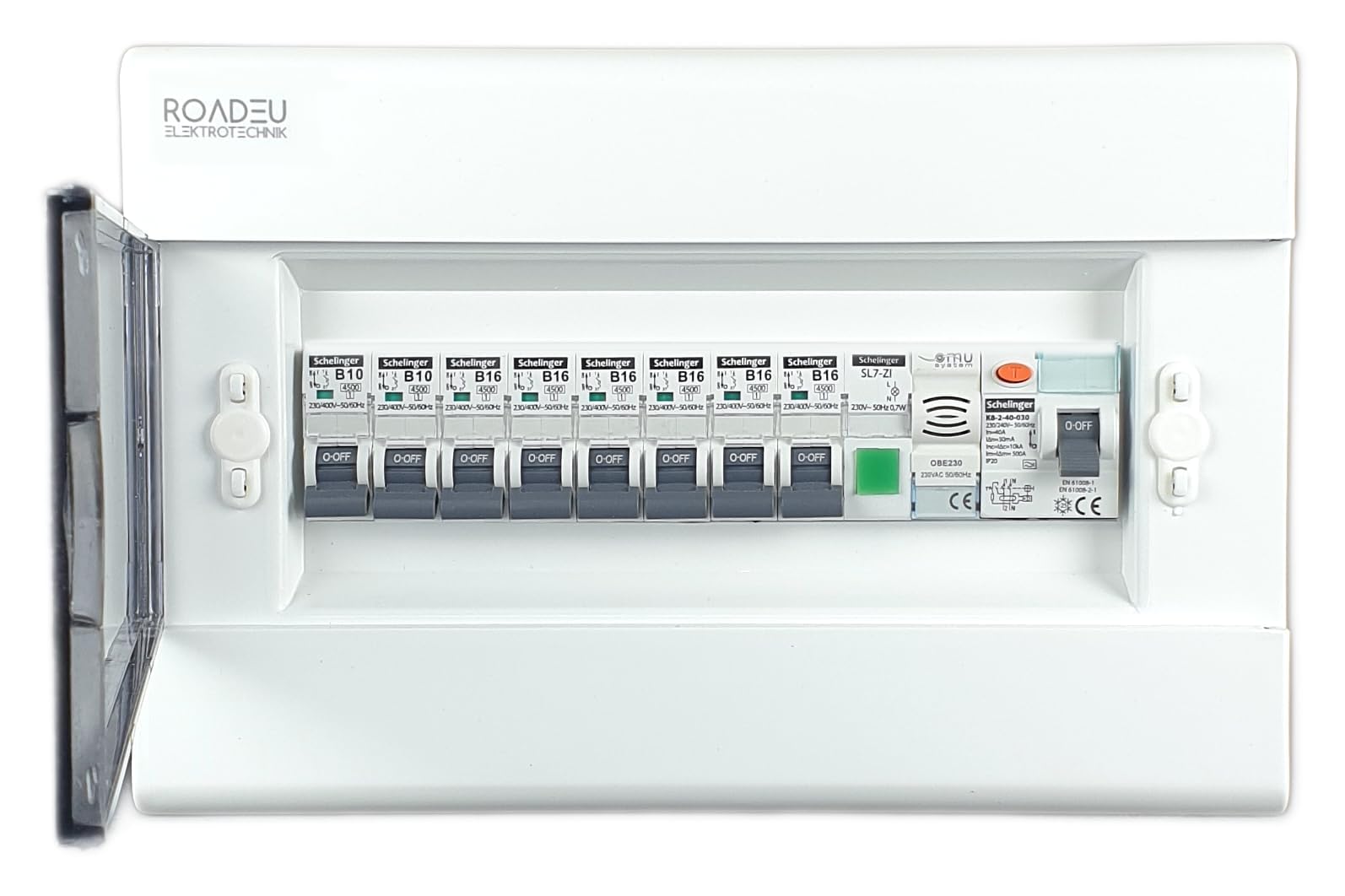 RoadEu - Cuadro eléctrico de la casa, totalmente cableado. Completo con interruptor diferencial 40A, fusible automático B16A, timbre y indicador LED. Para uso doméstico o en cobertizos o talleres