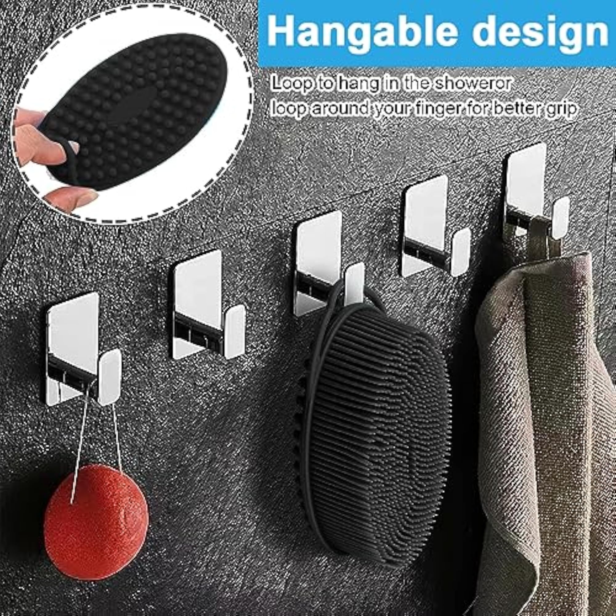 Silicone Body Scrubber, 2 in 1 Exfoliator with Handle