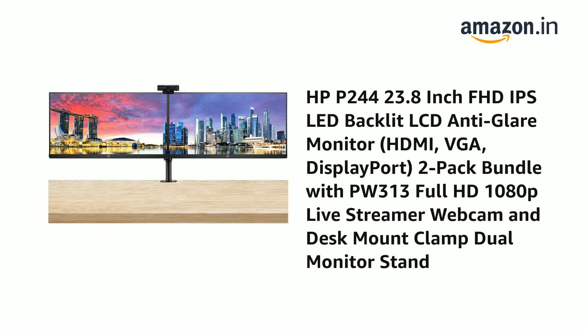 HP P244 23.8 Inch FHD IPS LED Backlit LCD Anti-Glare Monitor (HDMI