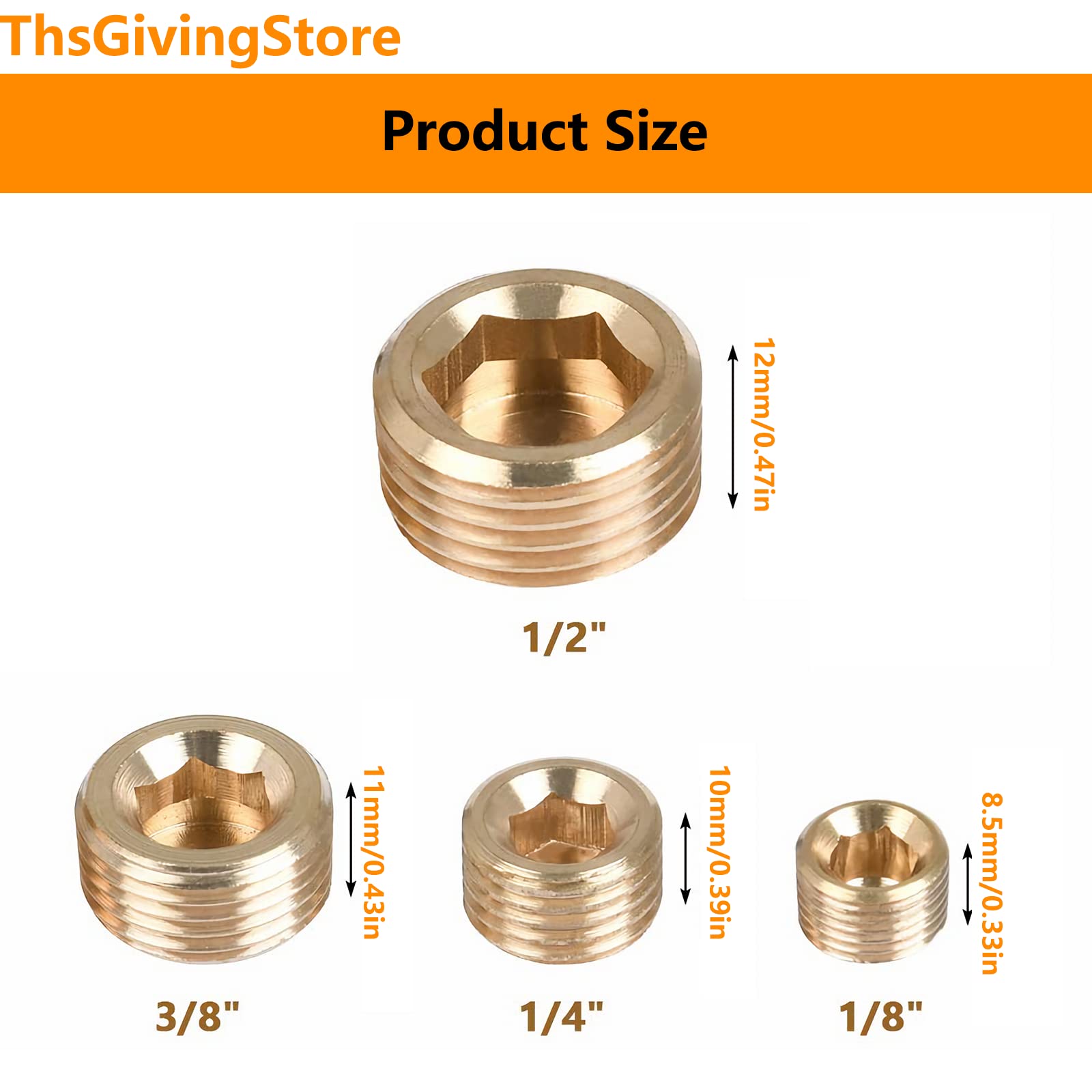 Messing-Rohrstopfen-Set, 10 Stück – 1/8" Bis 3/4" NPT, Für Luft, Wasser & Öl