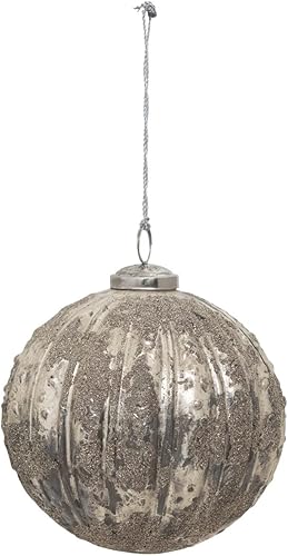 Creative Co-Op Adorno redondo de vidrio flocado de 6"