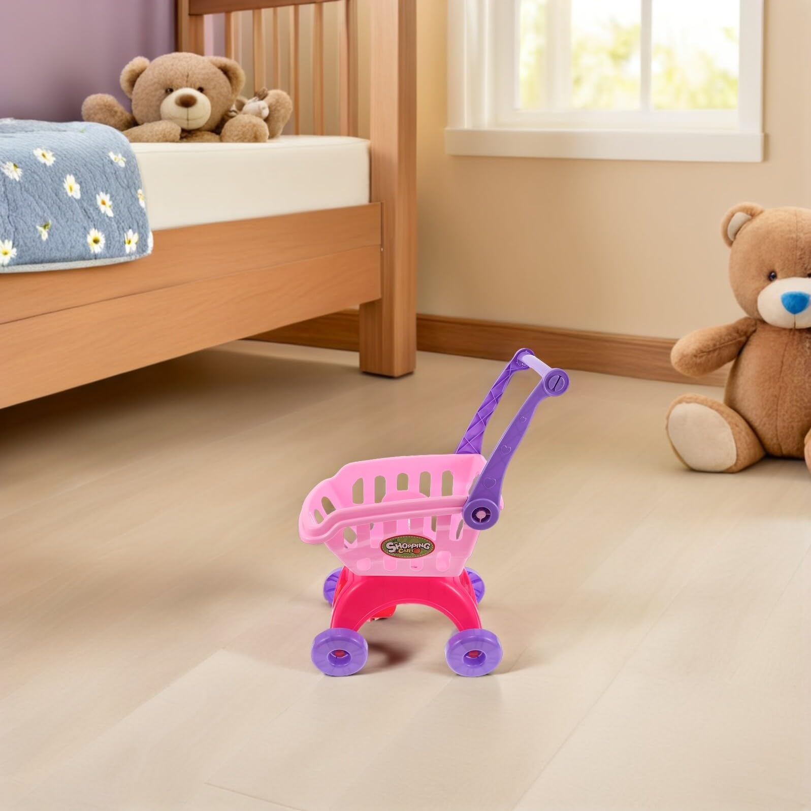 ERINGOGO Carrello della Spesa Giocattolo per Piccoli Mini Carrello Supermercato in Plastica Ruote Set da Gioco per la Spesa e Ruolo Stimola Immaginazione e Abilità Sociali